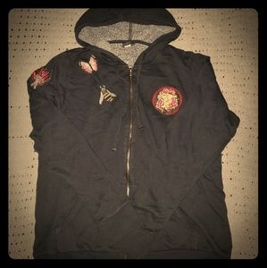 Black active wear hoodie zip up